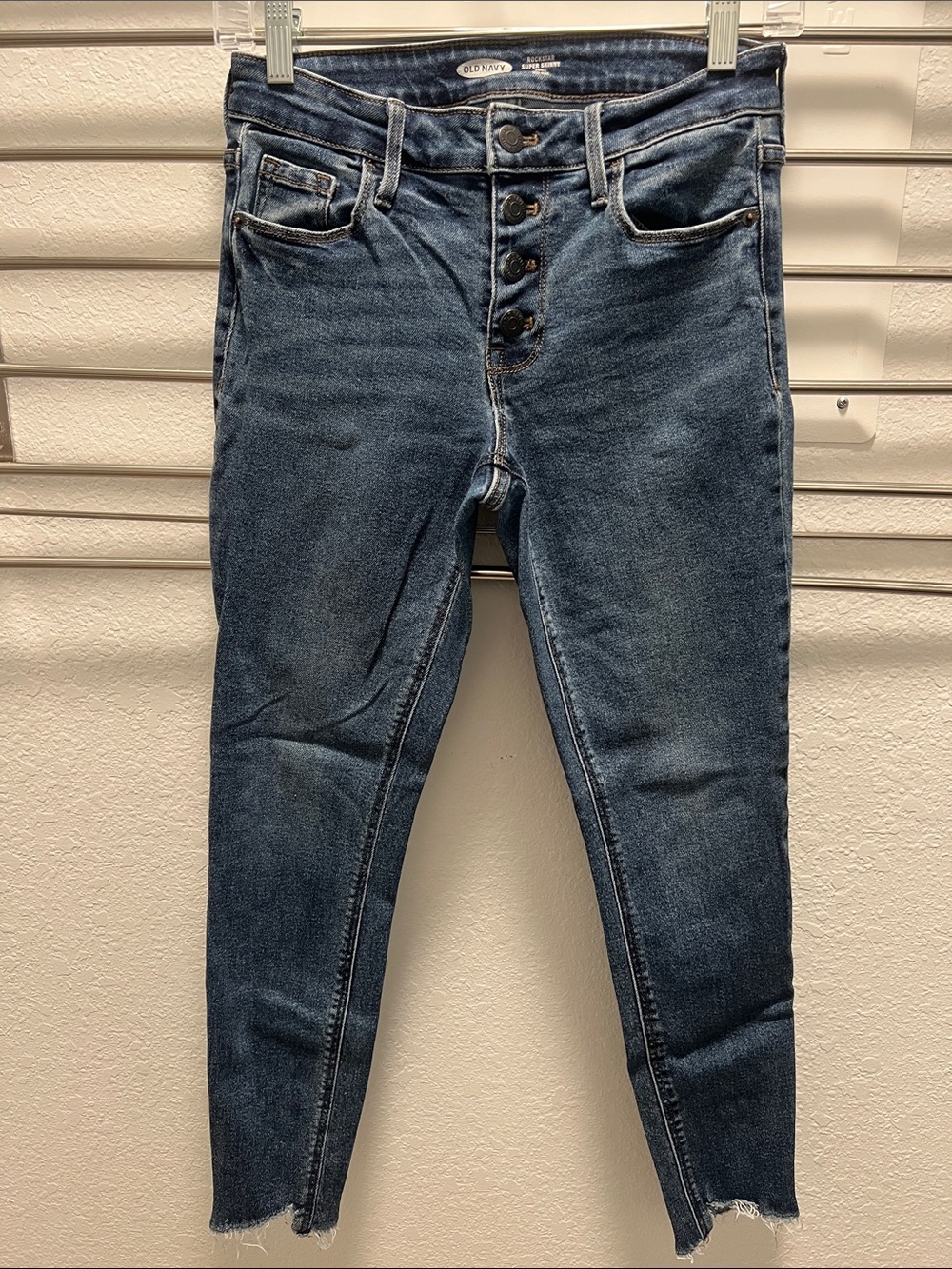 Old Navy Dark Blue High-Rise Button-Fly Skinny Jeans